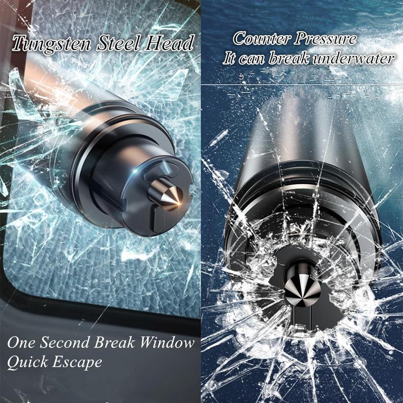 Car Safety Hammer Emergency Glass Breaker Seat Belt Cutter High Hardness Tungsten Steel 2in1 Rescue Tool Auto Accessories