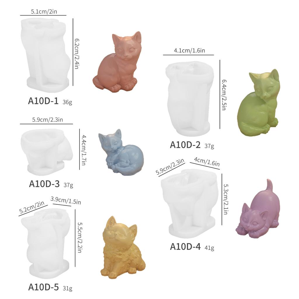 DIY Three-dimensional Animal Kitten Aromatherapy Plaster Dripping Table Setting Silicone Mould Cute Cat Candle Moulds