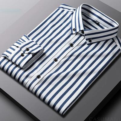 2026 Frühling Smokinghemd Herren Langarm Button-Down-Kragen Hochzeitsfeier Gestreiftes Hemd für Mann Übergröße 5XL