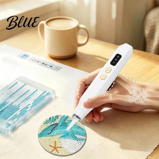 Rhinestone Art Pen Electric with Light Wireless Rechargeable Vaccum Pen Tool 2 Suction Levels Faux Diamond for Adults Beginners Ergonomic