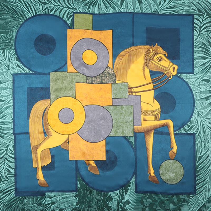 Aisi Yalan Vivian 70 Geometric Horse Silk Square Scarf