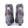 Johnature Women's High Heel Boots Handmade Genuine Leather Splicing Printed Thick Heel Short Boots