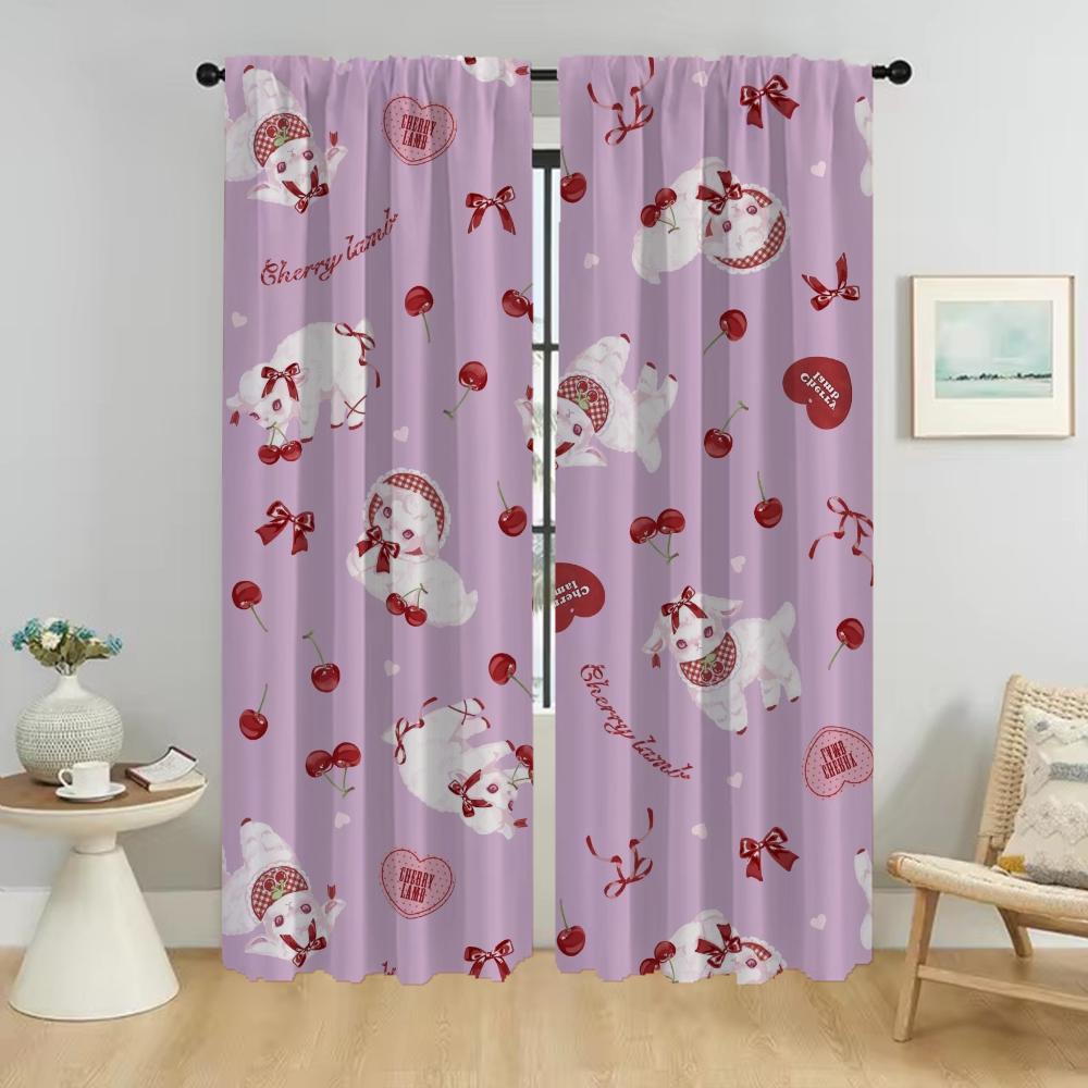 Wiśniowe Lamb Zasłony do Salonu Zasłona do Pokoju 2 Panele Wystrój Domu Zasłony Rolety Przegroda Dekoracja Halloween Dziecko