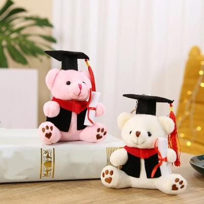 Funny Cute Graduation Bear Plush Toy Soft Stuffed 12cm Bear Keychain Blessing Hanging Dr Bear Doll Desk Decor