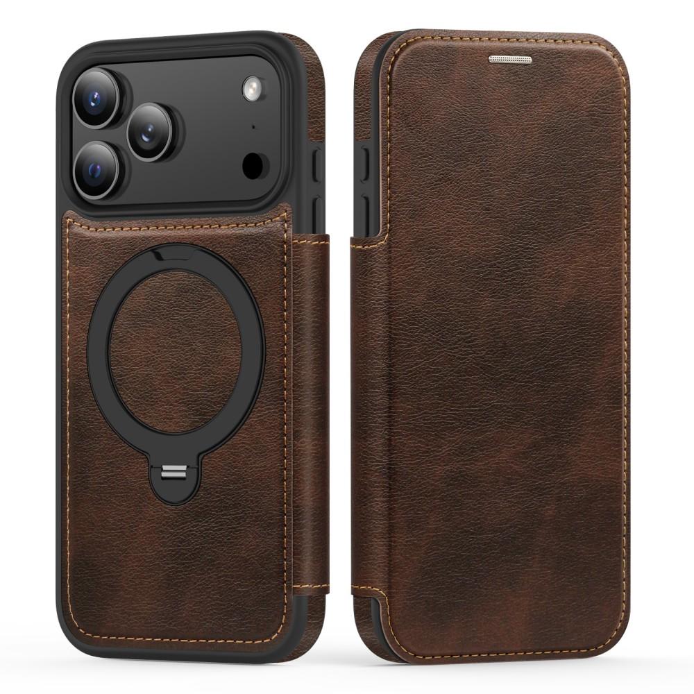 Magnetic Close Leather Flip Cover Case for iPhone 17 Pro Max Air 16 15 14 13 12 11 Wireless Charging 360-degree Rotating Bracket