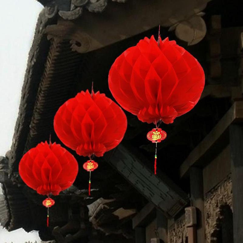 Chinese Red Lantern Chinese New Year paper Lantern 2025 Spring Festival Hanging Decor Good Fortune Party Supplies