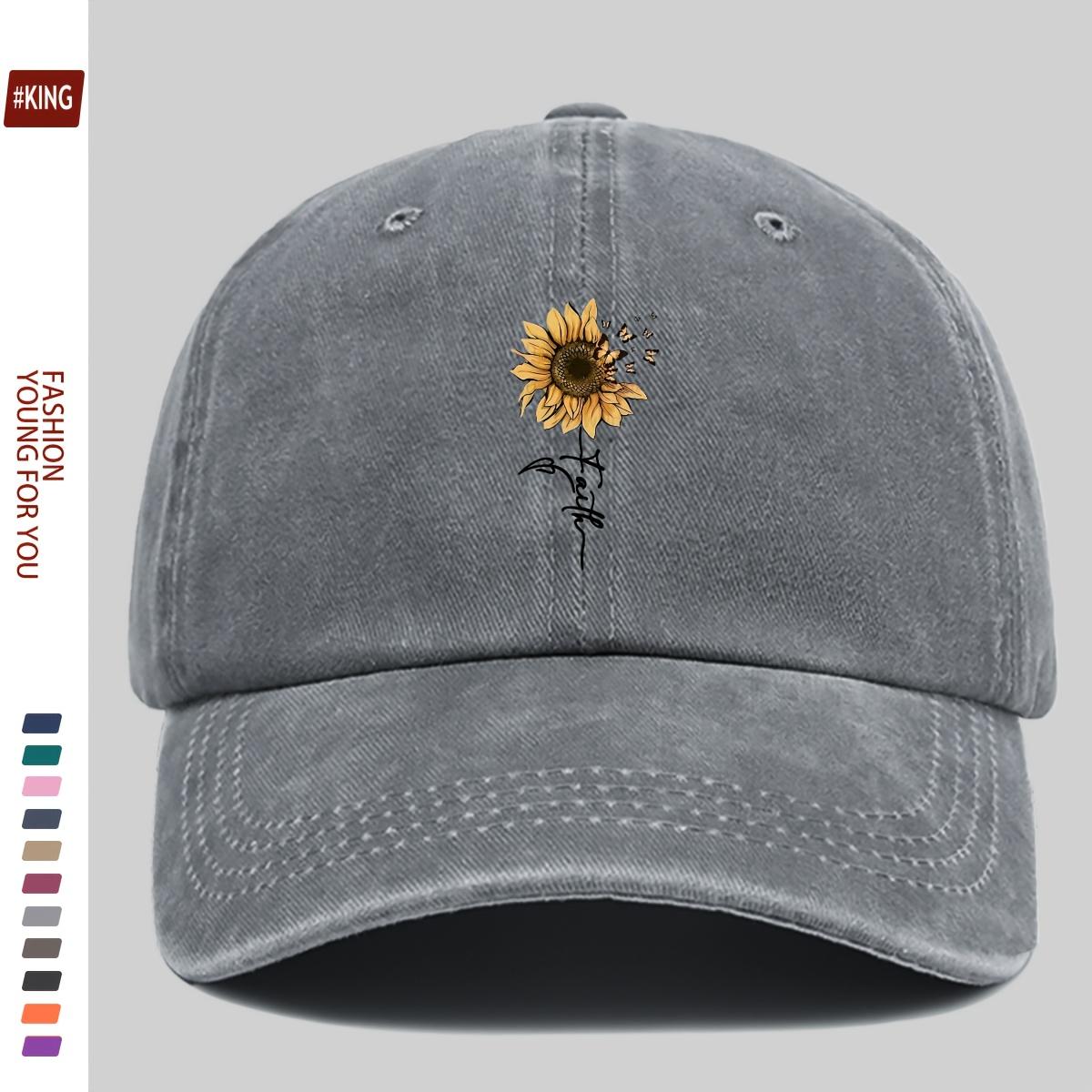 

1pc Stylish Letter Sunflower Printed WomenS Beach Sun Hat Comfortable Breathable Lightweight Adjustable Size One Size