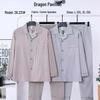 Dragon Pavilion Vier-Jahreszeiten-Langarmpyjama-Set für Herren – Baumwoll-Lycra-Mischgewebe, Umlegekragen, lockere Passform