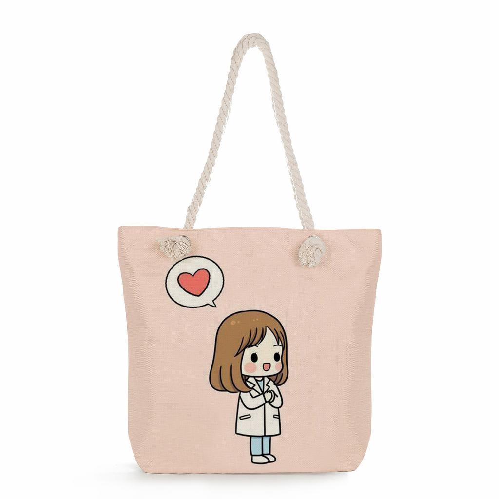 Multifunctional  Nurses Series Printed Thick Rope Shoulder Beach Bag 7589 CLE