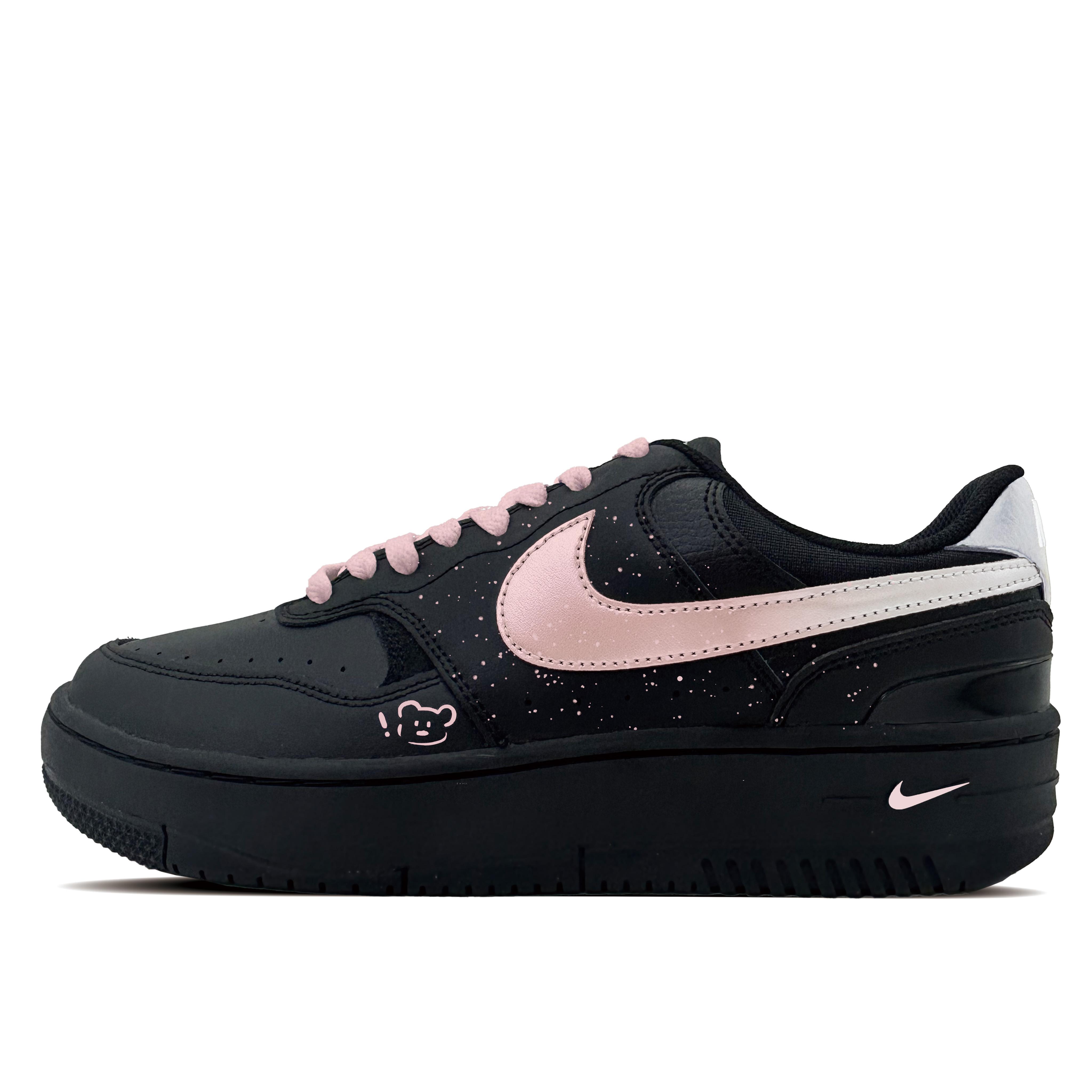 

Nike Gamma Force Pink Bear Synthetic Leather Abrasion Resistant Low top Skateboard Shoes Unisex Black HQ1674-001(team-1081) 38.5