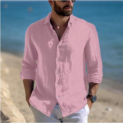 Cămașă cu nasturi pentru bărbați, de vară, cu mâneci lungi, simplă, cu revere, transfrontalieră, primăvară și vară, îmbrăcăminte casual de zi cu zi