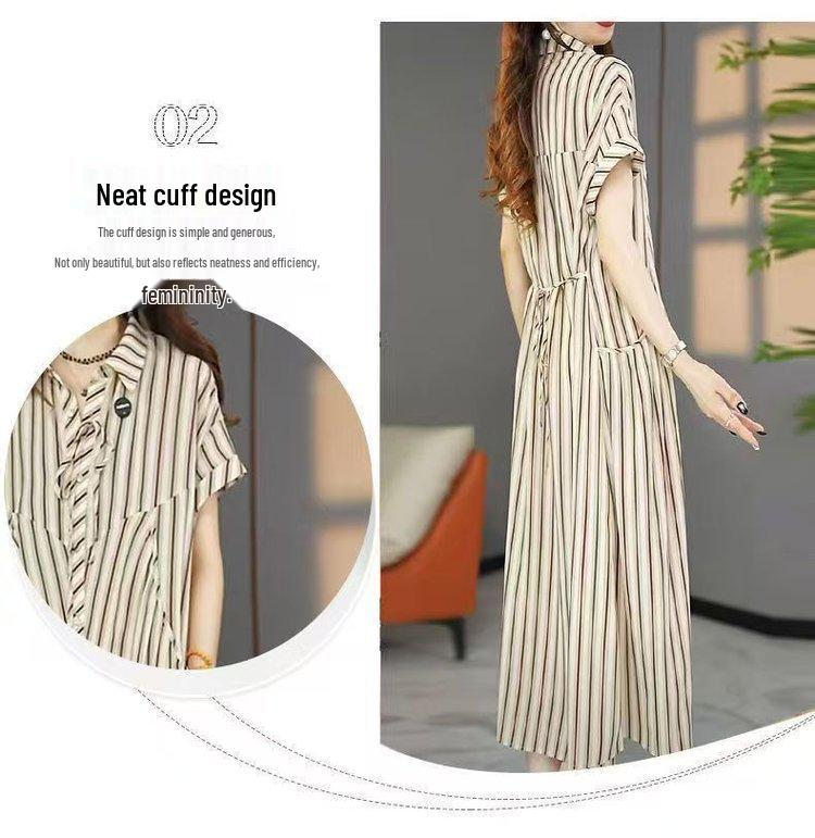 Elegant Summer 2026 Slimming Striped Long Dress