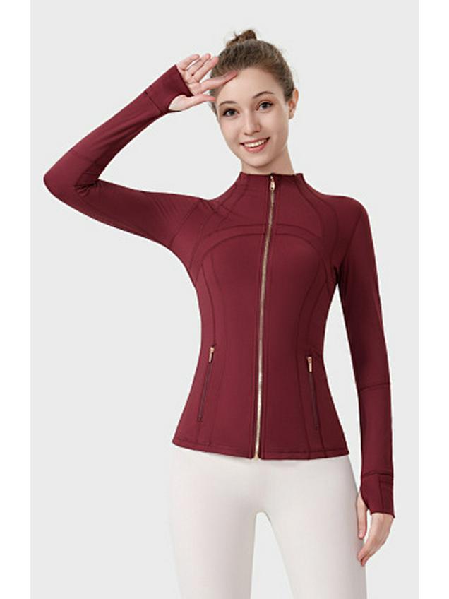 Available: Original Gold Quick-Dry Slimming Fitness Jacket with Stand-Up Collar and Long Sleeves for Running & Yoga.