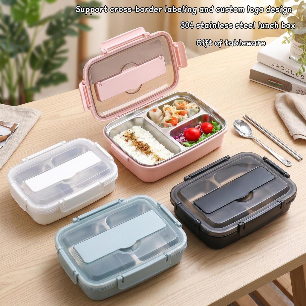 Multi-Compartment Stainless Steel Bento Box - No Flavor Mixing, Microwave Safe, Ideal for Students and Office Workers, Portable Lunch Solution