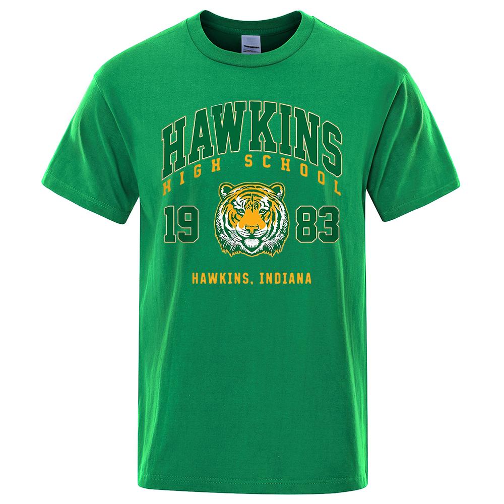 Hawkins High School 1983 Hawkins Indiana Tshirt Male Fashion O-Neck T-Shirt Hip Hop Loose Tee Clothes Casual Breathable Tops Men