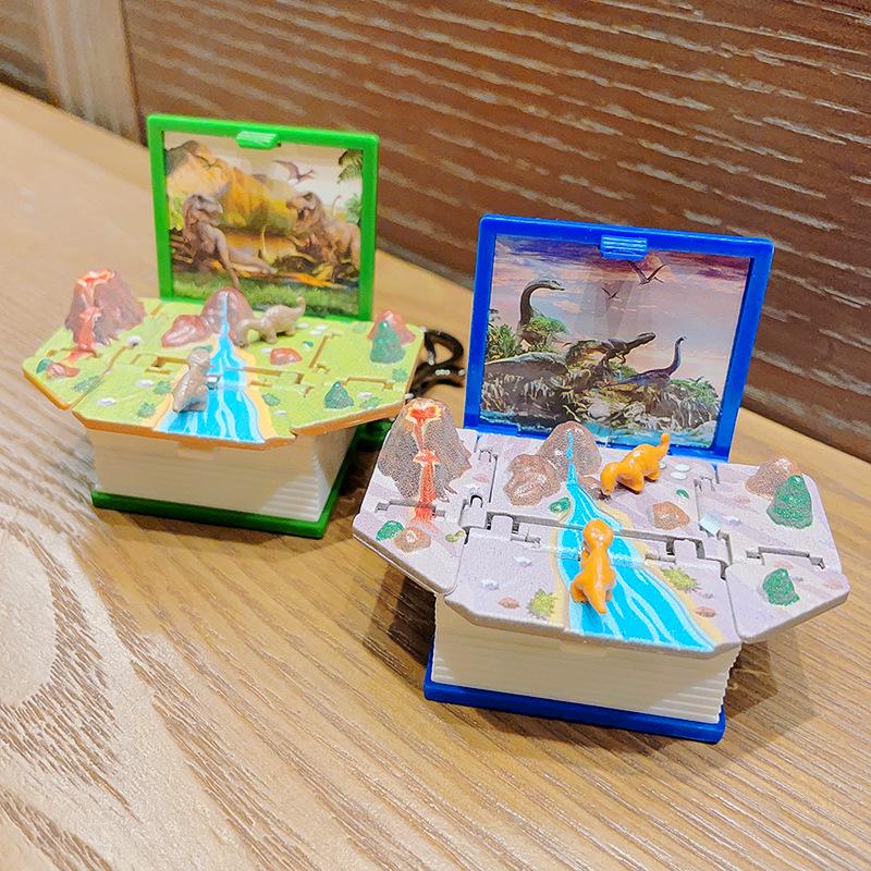 3D Pop-Up Book Keychain: Basketball, Castle, Sailing Ship, Dinosaur, Space Puzzle Pendant