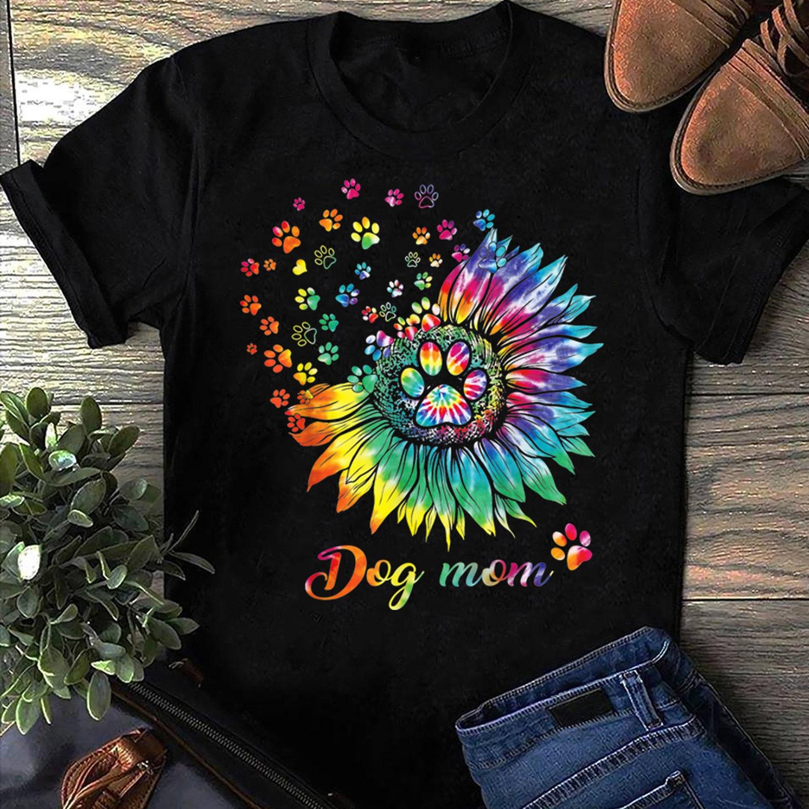 Womens Sunflower Dog Mom Tie Dye Dog Lover Funny Tee T-Shirt - Gift for Dog Lovers - Funny Dog - Mother s Day - Sunflower Dog Mom 3XL