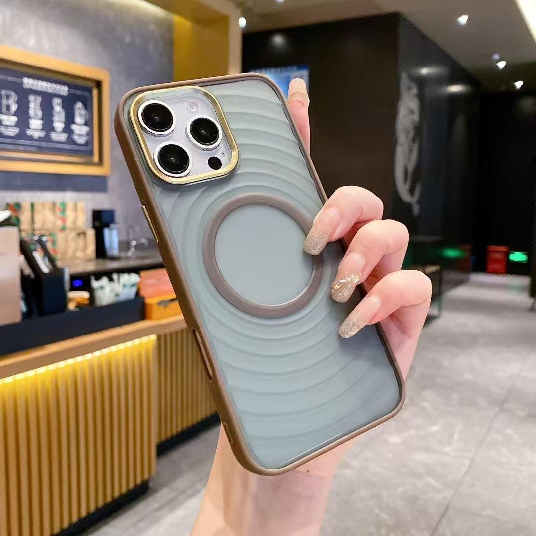 

Волнистый матовый магнитный чехол для телефона Apple 16promax, простой 15 противоударный 14 защитный чехол Apple 16Pro