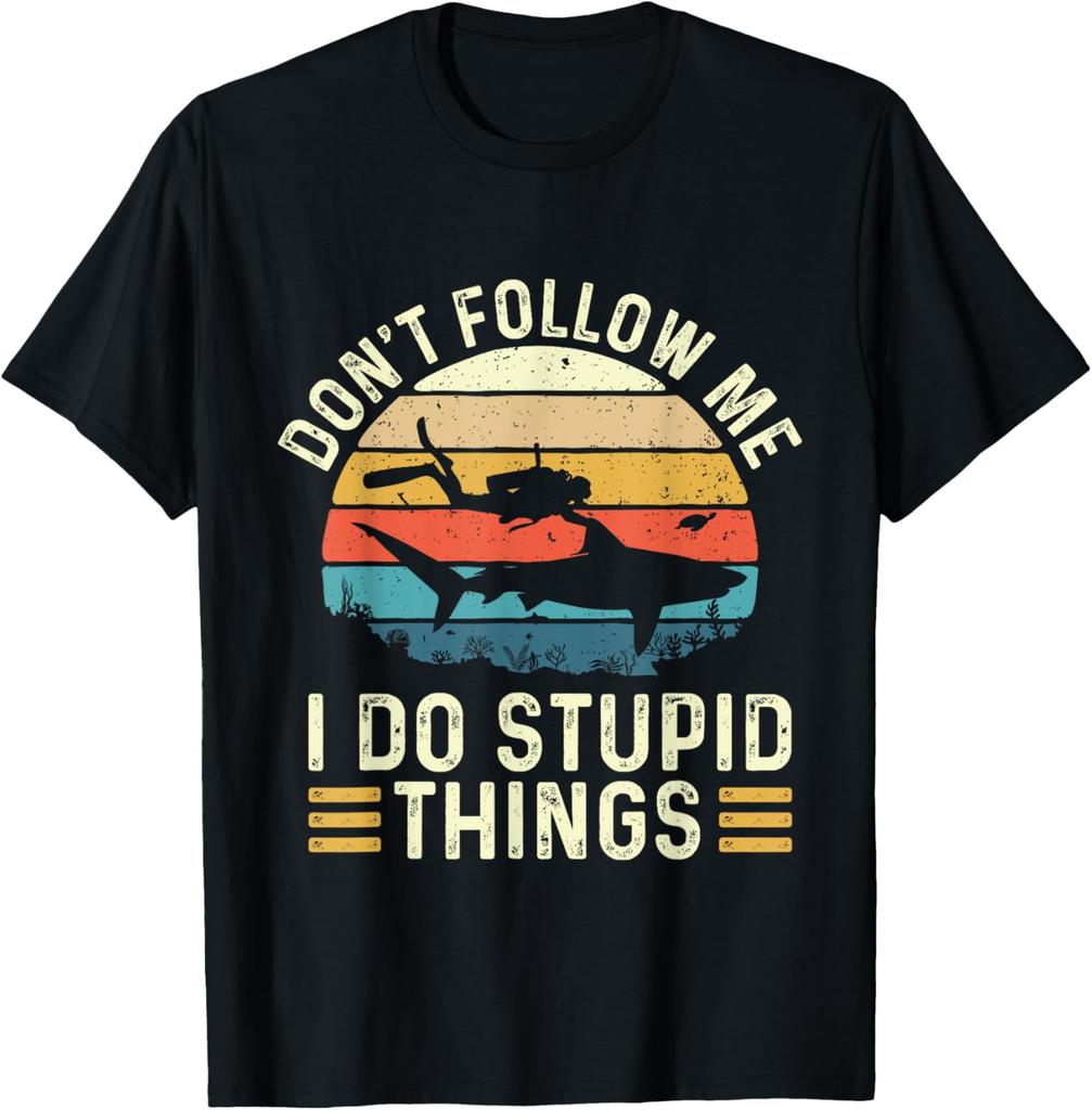 Volg Mij Niet Ik Doe Domme Dingen Duiken Duiker T-shirt Mannen Kleding KATOEN Grafische T-shirts