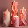 DIY Pattern Carving Cylindrical Candle Silicone Mold Unique Wave Pattern Roman Pillar Candle Mold Cylindrical Resin Gypsum Mold