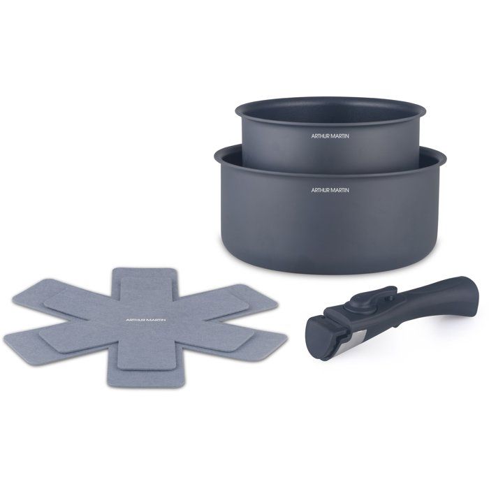 Arthur Martin Gris Lot De 2 Casseroles Am2984 Antiadhésives 16 Et 20 Cm Mat Induction - Image 3