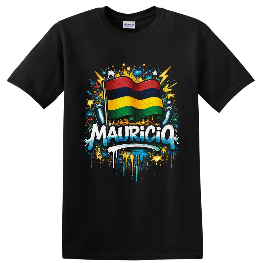 Mauritius Flag T Shirt Colorful Paint Splash Island Pride Graphic Tee Gift Style