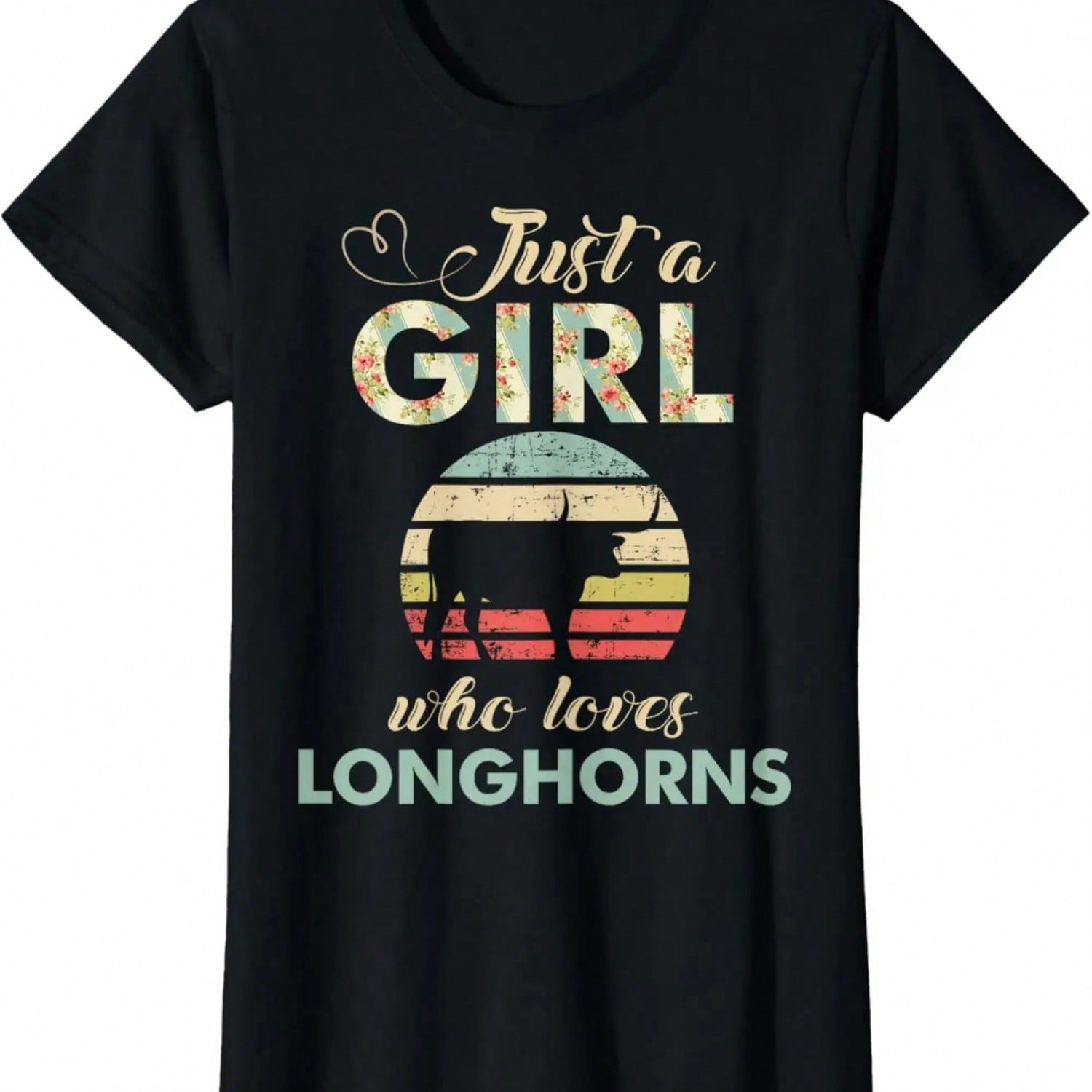 Just A  Who Loves Longhorns Retro Texas Longhorn T-Shirt S