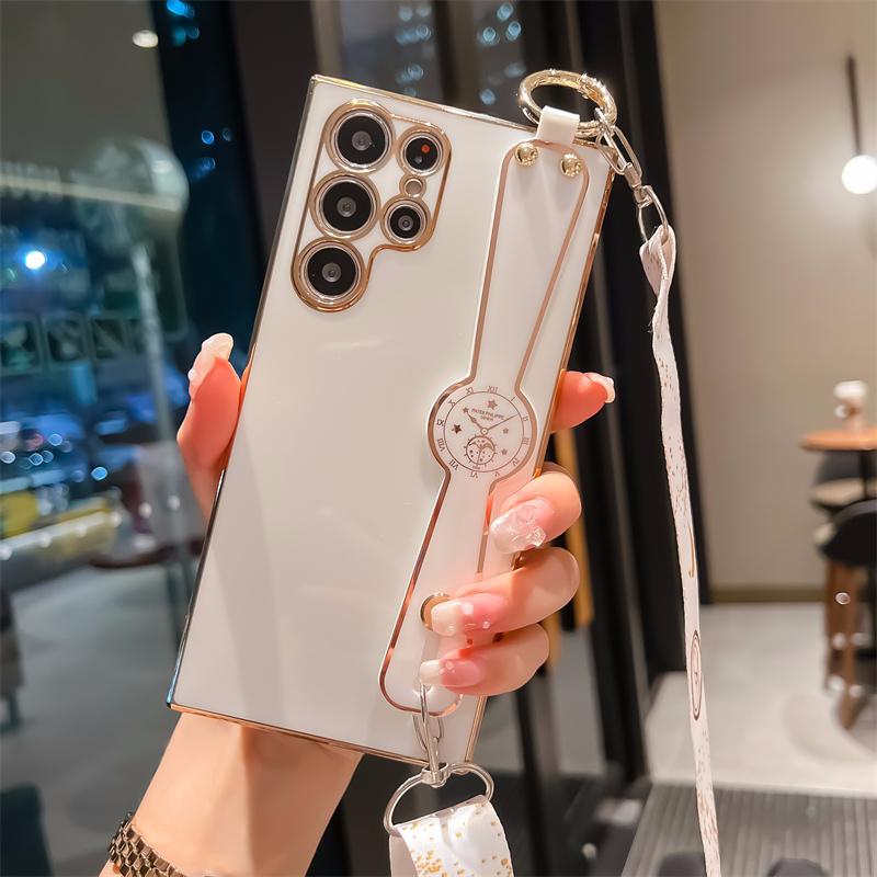 Plätering Klocka Armband Telefonhållare Crossbody Fodral För iphone 14 13 12 11 Pro max/Samsung S22 S21 S23 Ultra A13 A23 A33 A53 A12 A22 A32 A52 A14 A54