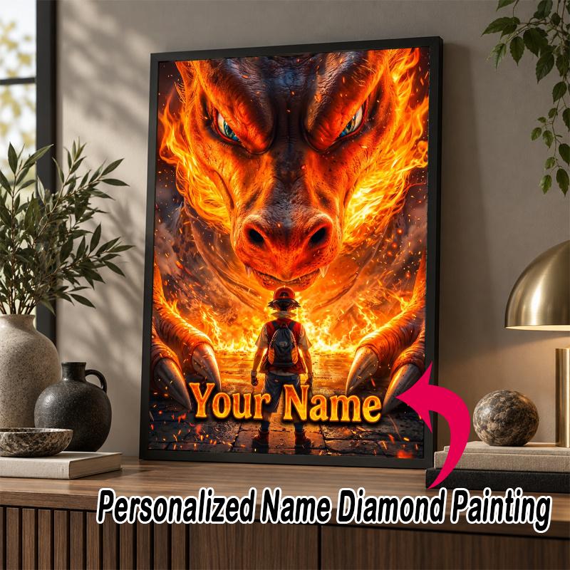 Personalized Charizard Diamond Art Custom Name 5D Diamond Painting Full Drill DIY Craft