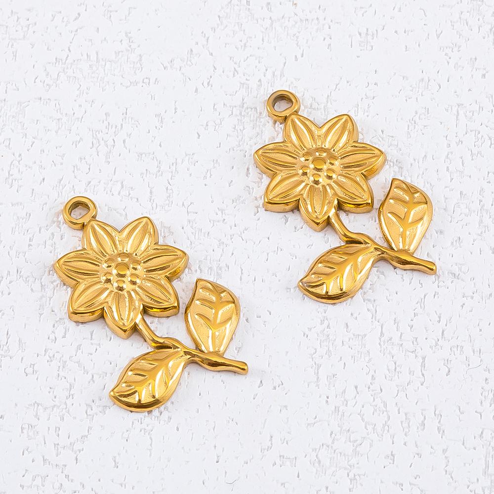 2pcs Stainless Steel Flower Pendant Cute Butterfly Love Heart Bow Design Necklace Earring Charm for Jewelry Making Birthday Gift
