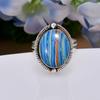 Blue Rainbow Calsilica 925 Sterling Silver Ring V5104, Blue Ring, Oval Ring, Valentin's Day Gift, Gift For Her, Birthday Gift, Handmade Jewelry, Silve