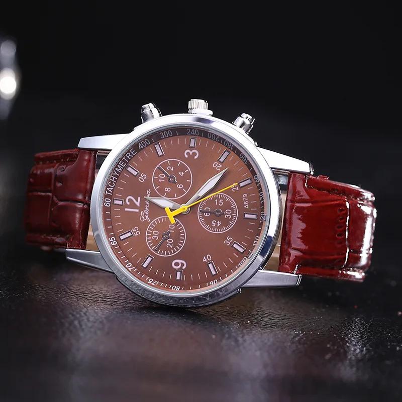 NEW Luminous Men Watch Luxury Women Watches High Quality Three-eye PU Quartz Watch Fashion Unisex Sport Wristwatch Clock Relogio
