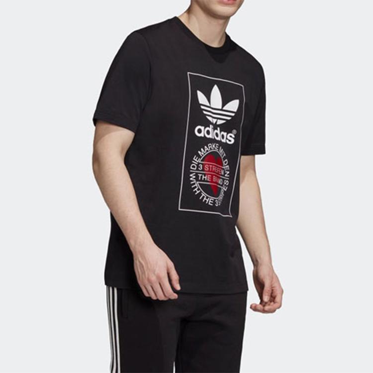 Adidas Originals Clover Heart Print Short Sleeve T-Shirt Men Tops Black GK7166