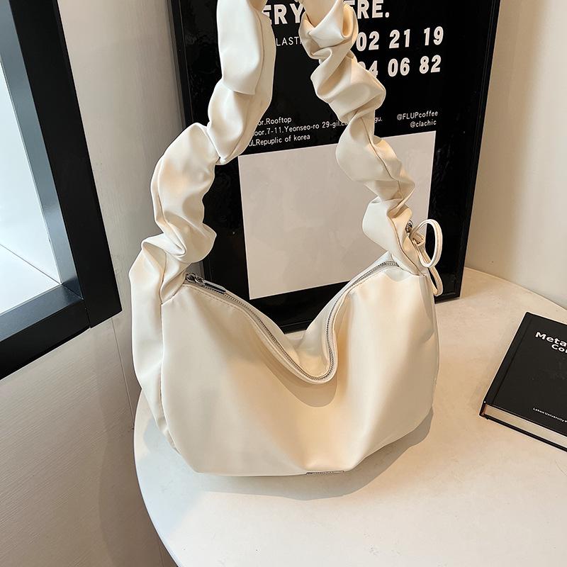 Niche Design Pleated Soft Leather Cloud Bag – Large Capacity, Trendy Single Shoulder Underarm Bag