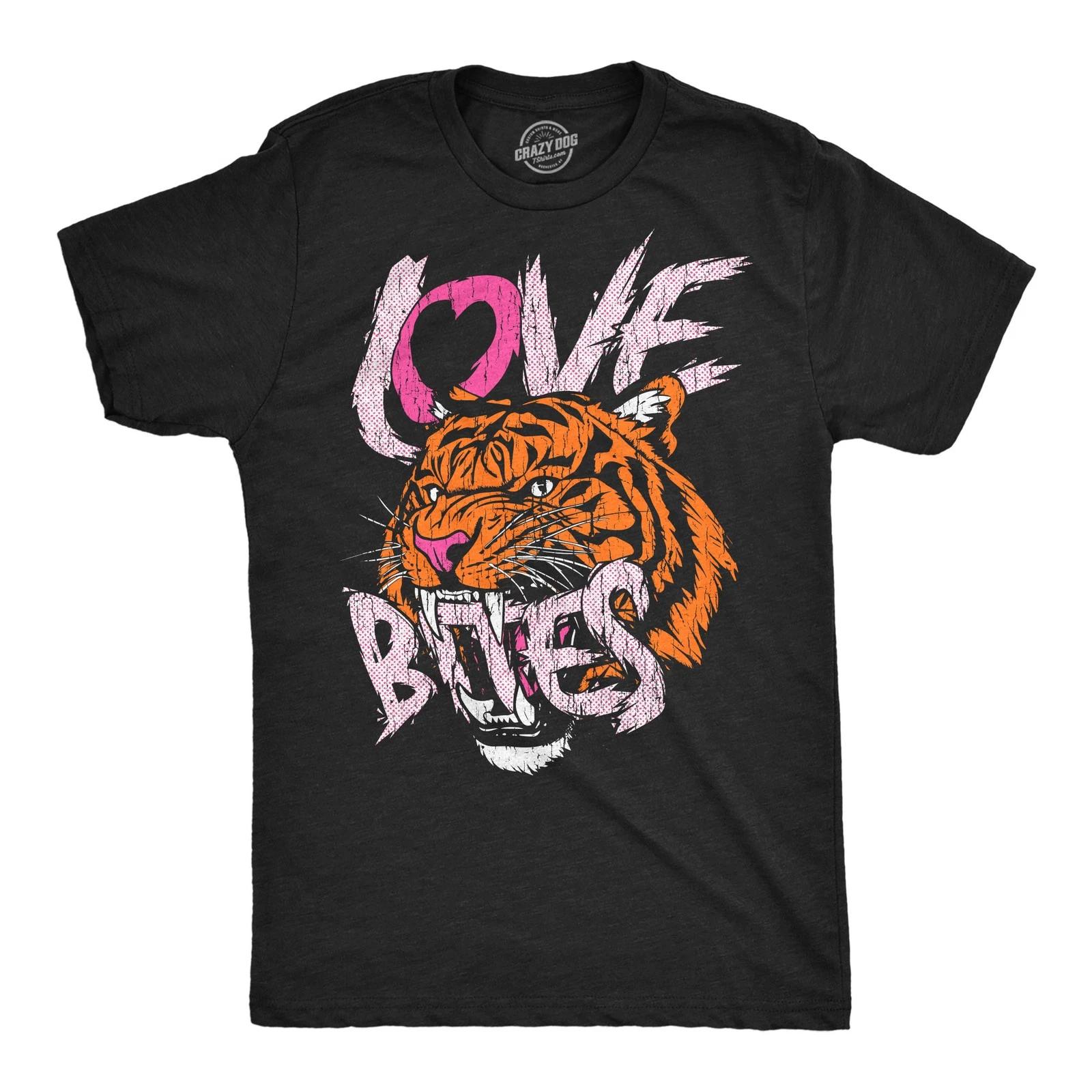 Mens Funny T Shirts Love Bites Sarcastic Valentines Day Tiger Tee For Men XXXXL