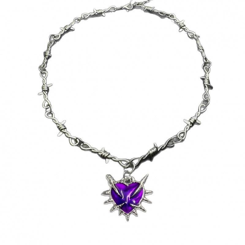 Dark Heart Sword Thorn Necklace - Spicy Girl Harajuku Hip Hop Street Retro Style