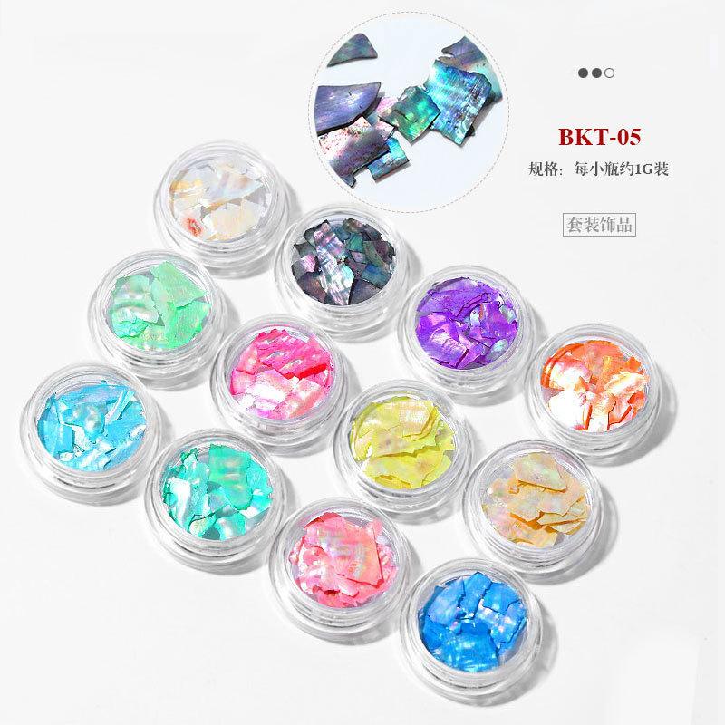 

Японские аксессуары для ногтей Натуральная бумага для ракушек Тонкие фрагменты ракушек Порошок из ракушек Неровные кусочки моллюсков AB Illusion Color Set бездна