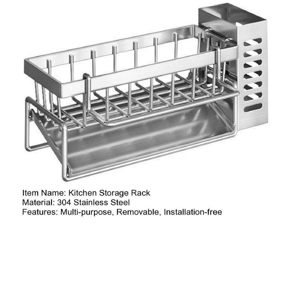 Stainless Steel Kitchen Storage Rack Kitchen Storage Rack with Chopstick Holder Sponge Holder Capacity Kitchen Supplies