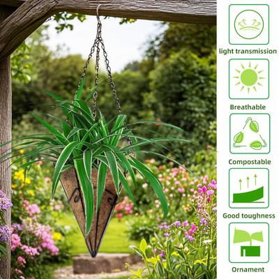 Metall Hängepflanzkorb mit Kokosfaser-Einsätzen Einfaches Bepflanzen Hängender Eisen-Blumentopf Veranda Balkon Gartendekor