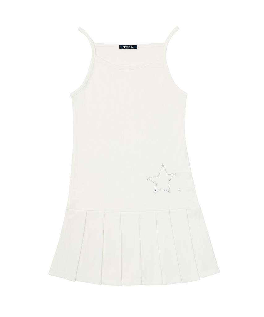 Mihebeu Star Sparkle Pleated Dress White