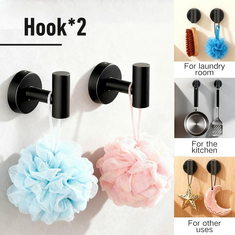 Black Stainless Steel Bathroom Towel Rack Wall Mounted Shelf Set Bath Towel Holder Hardware Accessory Kit for Shower Room