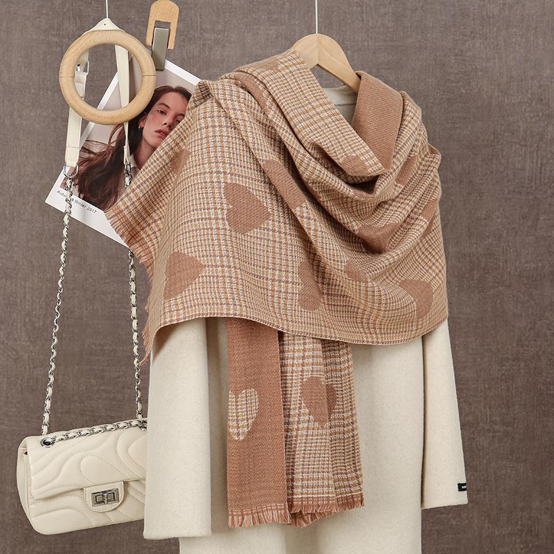 Marke Warmer Karomuster Kaschmir Poncho Schal Schal Luxuriöser Druck Dicke Pashmina Winterdecke Wickel Bufanda Lässiger Hijab Stolen Echarpe