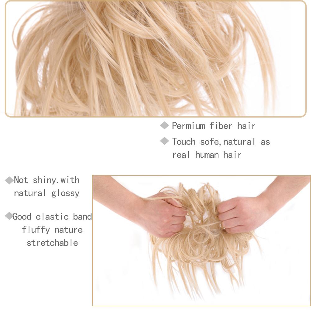 Syntetisk Chignon rotete Scrunchies Elastisk bånd hårbolle Rett oppsatt hårpynt Høy temperatur fiber Naturlig falskt hår