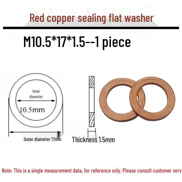 Annealed Red Copper Gasket Washer Pad for Sealing Fastener, M4-M34