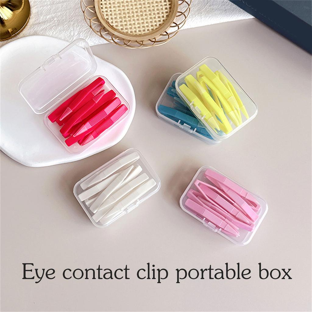Pack Of 10 Contact Lenses Wearing Tool Lens Remover Tweezers with Storage Compartment for Everyday Travel Use