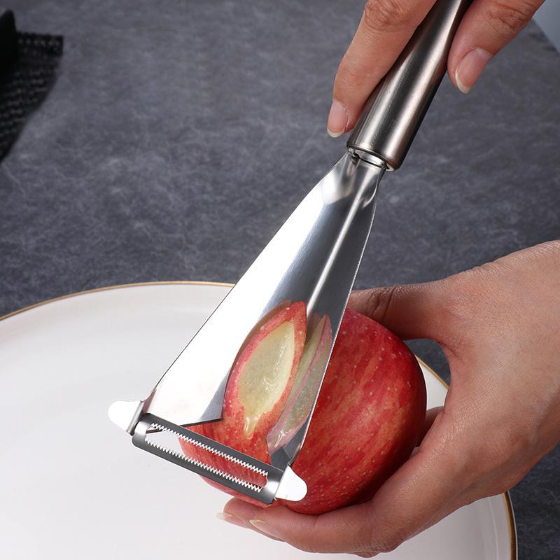 Fruchtschnitzmesser Dreieck Edelstahl Apfel Ausstecher Schälmesser Schaber DIY Obstplatte Schnitzklinge Heimküchenwerkzeuge