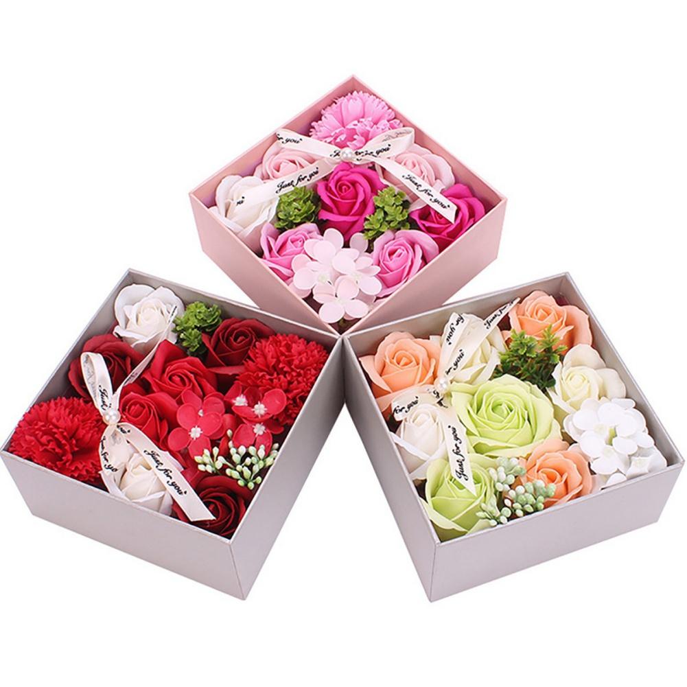 DIY Handmade Soap Flower Gift Box Artificial Scent Rose Carnation Flowers for Valentine Day Wedding Birthday Party Decoration