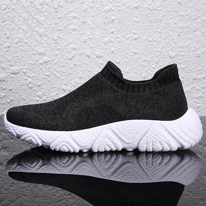 

Large size popcorn sole fly-woven mesh breathable sports and leisure running shoes one-pedal socks men s shoes 39