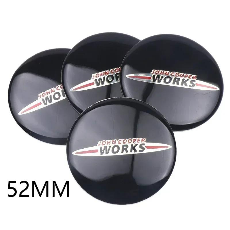 4Pcs 52MM Car Wheel Center Hub Stickers Logo for Mini Cooper JCW R50 R52 R53 R56 R57 R58 R60 MINI CLUBMAN COUNTRYMAN Accessories