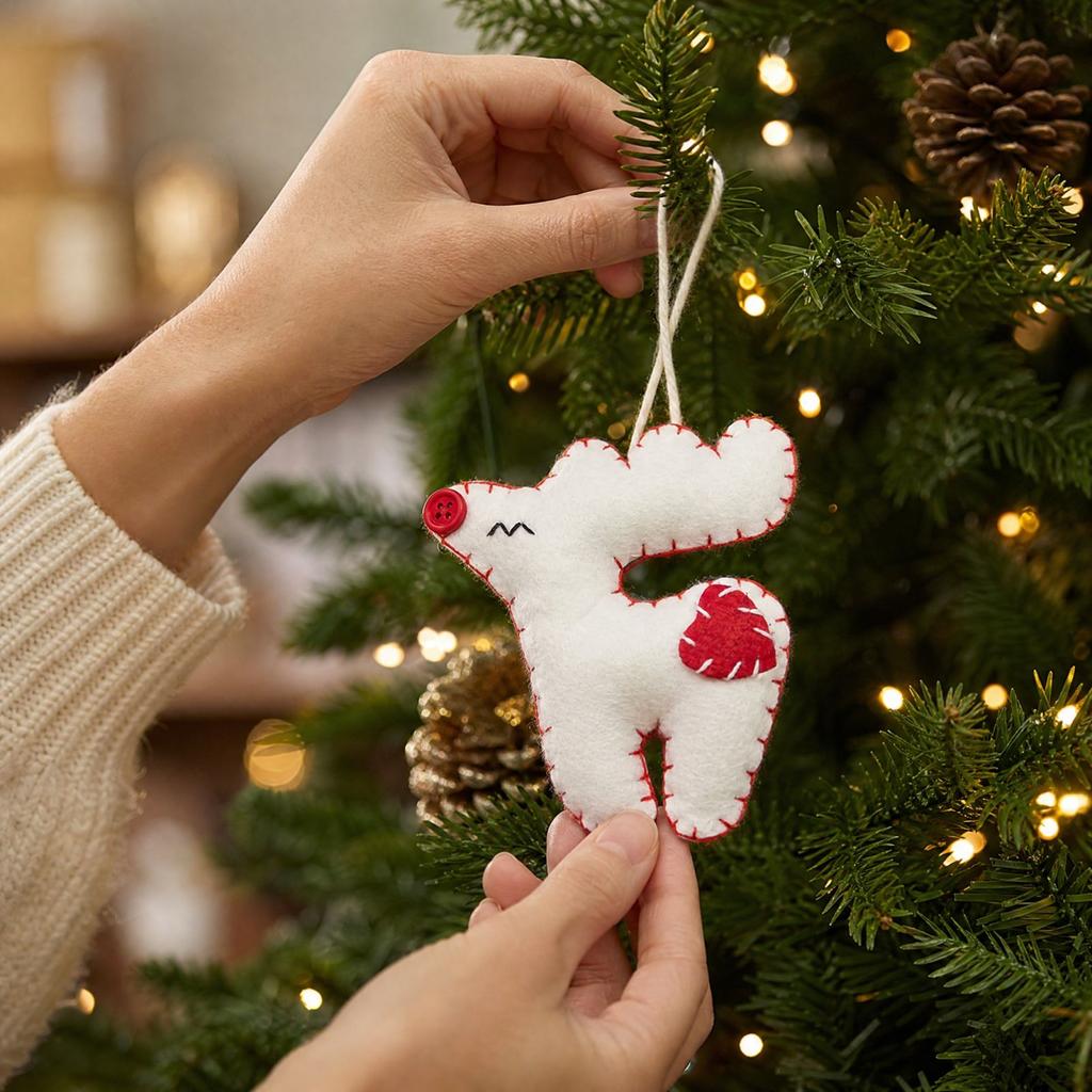 Christmas Wool Hanging Ornaments and Deer Decorations for Christmas Tree and Holiday Crafts